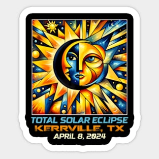 Cubism Total Solar Eclipse Kerrville Texas Sticker